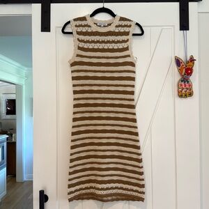 Veronica Beard Templeton Crochet-Knit Striped Dress Size S